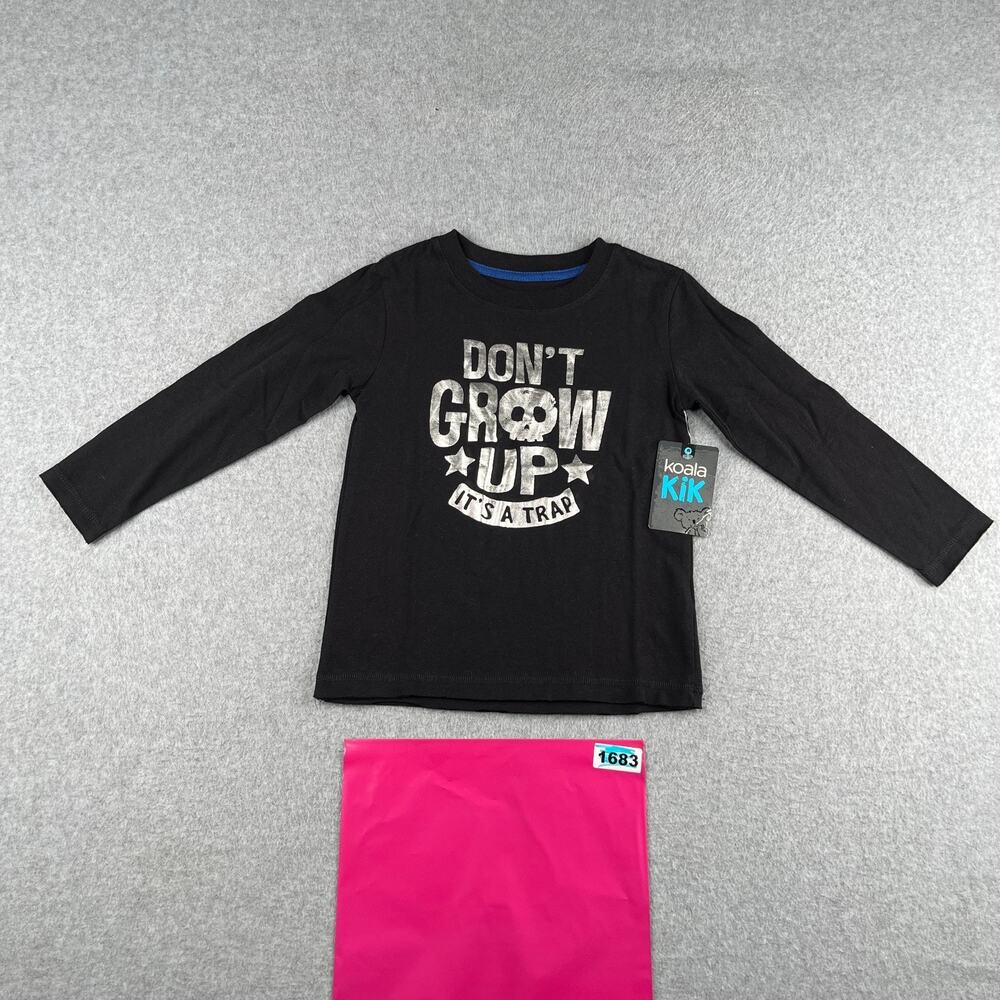 Koala Kik Toddler Shirt 4T Black Graphic Long Sleeve Dont Grow Up Its a Trap